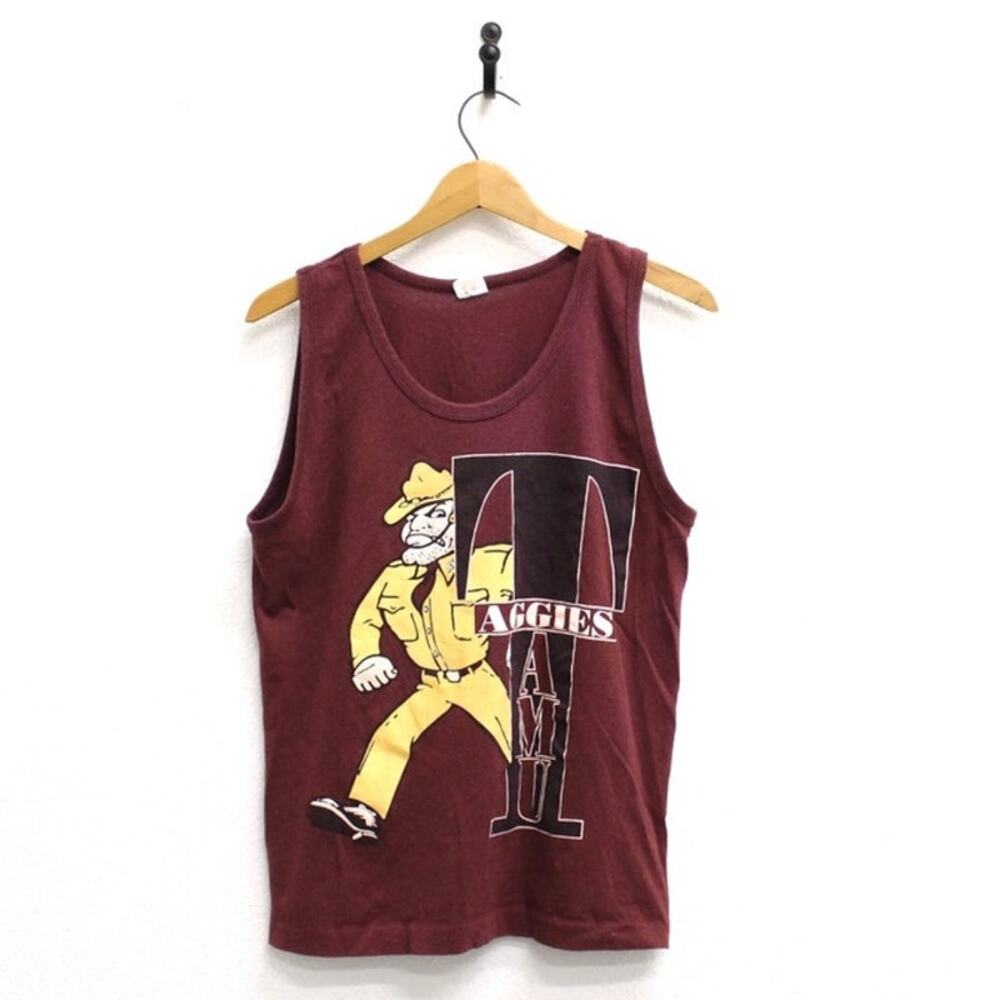 Vintage 80s Texas A&M Aggies Football Tank Top Men’s Medium Maroon NCAA